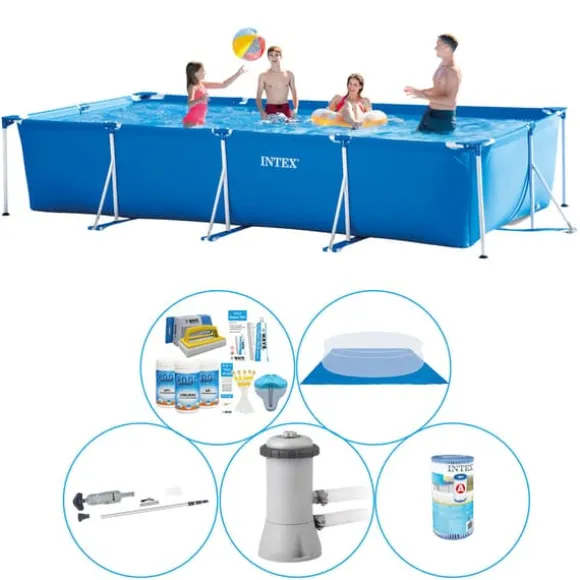 Intex Frame Pool Rektangulær 450x220x84 cm - 6 stk - Pool med tilbehør