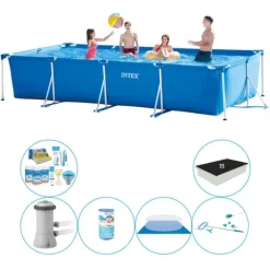 Intex Frame Pool Rektangulær 450x220x84 cm - Kombineret poolsæt