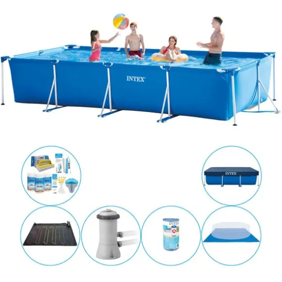 Intex Frame Pool Rektangulær 450x220x84 cm - Pool plus tilbehør