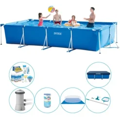 Intex Frame Pool Rektangulær 450x220x84 cm - Pool combo tilbud