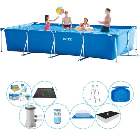 Intex Frame Pool Rektangulær 450x220x84 cm - Deluxe poolpakke
