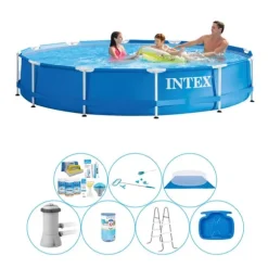 Intex Metalramme Rund 366x76 cm - 8 stk - Alt i 1 poolpakke