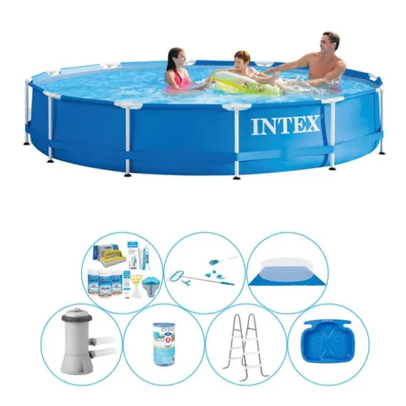 Intex Metalramme Rund 366x76 cm - 8 stk - Alt i 1 poolpakke