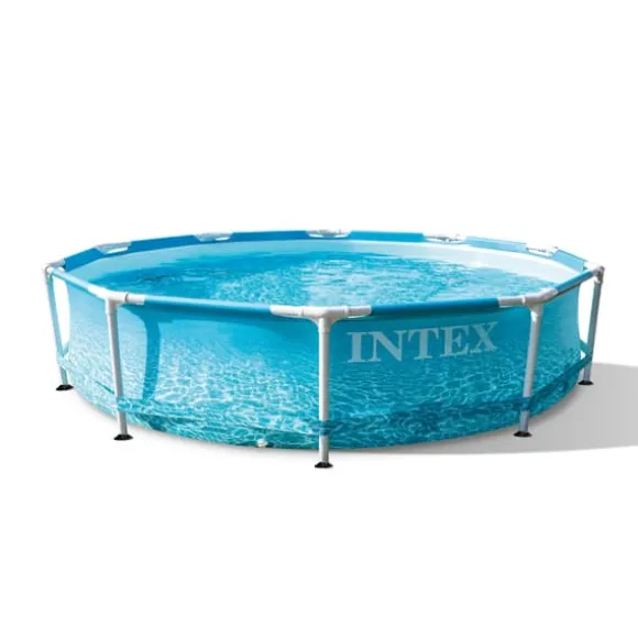 Intex Round Frame Swimming Pool - 305 x 76 cm - Vandprint - Inkluderet tilbehør CB10