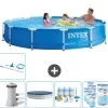 Intex Round Frame Swimming Pool - 366 x 76 cm - Blå - Inklusive Tilbehør CB21
