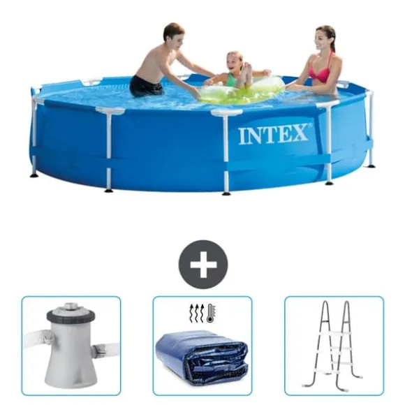 Intex Round Frame Swimming Pool - 305 x 76 cm - Blå - Inkluderet tilbehør CB83