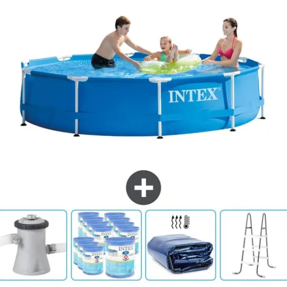 Intex Round Frame Swimming Pool - 305 x 76 cm - Blå - Inklusive Tilbehør CB95