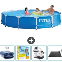 Intex Round Frame Swimming Pool - 366 x 76 cm - Blå - Inkluderet tilbehør CB69