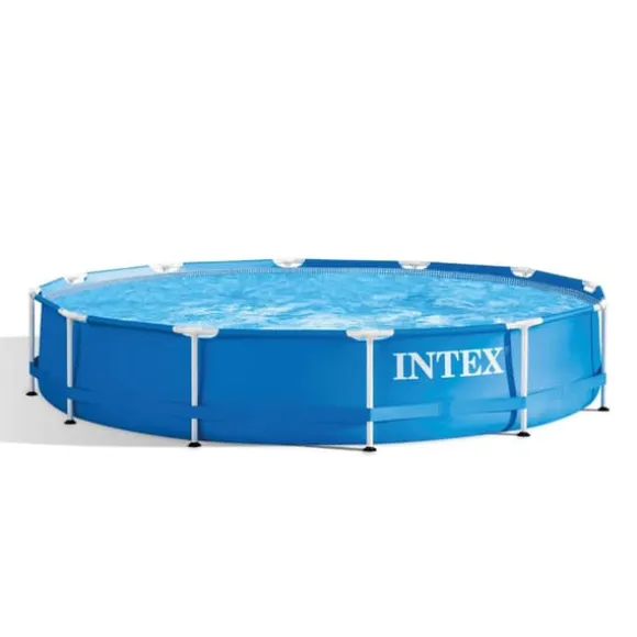 Intex Round Frame Swimming Pool - 366 x 76 cm - Blå - Inkluderet tilbehør CB71