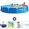 Intex Round Frame Swimming Pool - 366 x 76 cm - Blå - Inkluderet tilbehør CB14
