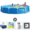 Intex Round Frame Swimming Pool - 366 x 76 cm - Blå - Inkluderet tilbehør CB10