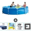 Intex Round Frame Swimming Pool - 305 x 76 cm - Blå - Inkluderet tilbehør CB10