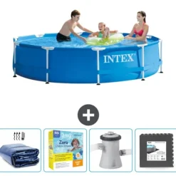 Intex Round Frame Swimming Pool - 305 x 76 cm - Blå - Inkluderet tilbehør CB10