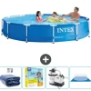 Intex Round Frame Swimming Pool - 366 x 76 cm - Blå - Inkluderet tilbehør CB66