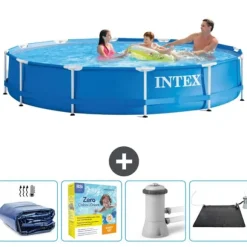 Intex Round Frame Swimming Pool - 366 x 76 cm - Blå - Inkluderet tilbehør CB11