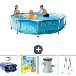 Intex Round Frame Swimming Pool - 305 x 76 cm - Vandprint - Inkluderet tilbehør CB13