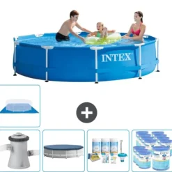 Intex Round Frame Swimming Pool - 305 x 76 cm - Blå - Inklusive Tilbehør CB15