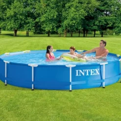 Intex Round Frame Swimming Pool - 366 x 76 cm - Blå - Inkluderet tilbehør CB8