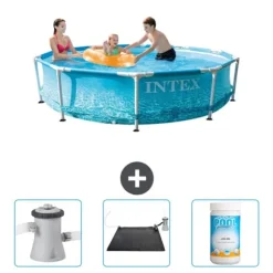 Intex Round Frame Swimming Pool - 305 x 76 cm - Vandprint - Inkluderet tilbehør CB80