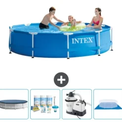 Intex Round Frame Swimming Pool - 305 x 76 cm - Blå - Inkluderet tilbehør CB59