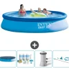 Intex rund oppustelig let sæt swimmingpool - 396 x 84 cm - Blå - Inkluderet tilbehør CB7