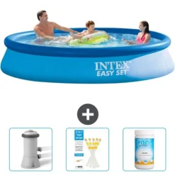 Intex rund oppustelig let sæt swimmingpool - 366 x 76 cm - Blå - Inkluderet tilbehør CB73
