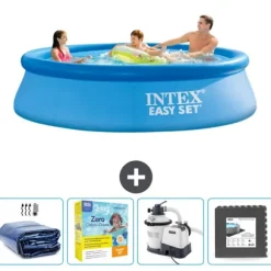 Intex rund oppustelig let sæt swimmingpool - 305 x 76 cm - Blå - Inkluderet tilbehør CB68