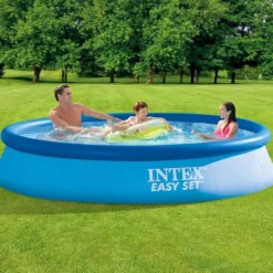 Intex rund oppustelig let sæt swimmingpool - 366 x 76 cm - Blå - Inkluderet tilbehør CB14
