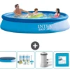 Intex rund oppustelig let sæt swimmingpool - 366 x 76 cm - Blå - Inkluderet tilbehør CB2