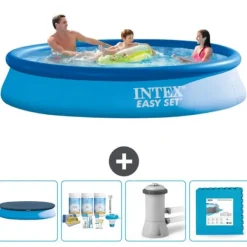 Intex rund oppustelig let sæt swimmingpool - 366 x 76 cm - Blå - Inkluderet tilbehør CB2