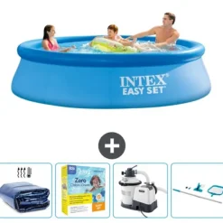 Intex rund oppustelig let sæt swimmingpool - 305 x 76 cm - Blå - Inkluderet tilbehør CB72