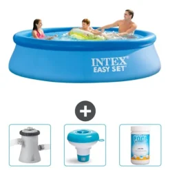Intex rund oppustelig let sæt swimmingpool - 305 x 76 cm - Blå - Inkluderet tilbehør CB77