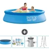 Intex rund oppustelig let sæt swimmingpool - 244 x 61 cm - blå - inkluderet tilbehør CB6