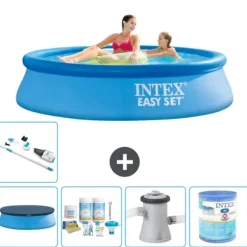 Intex rund oppustelig let sæt swimmingpool - 244 x 61 cm - blå - inkluderet tilbehør A399