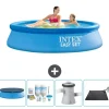 Intex rund oppustelig let sæt swimmingpool - 244 x 61 cm - blå - inkluderet tilbehør CB4