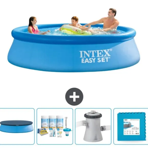 Intex rund oppustelig let sæt swimmingpool - 305 x 76 cm - Blå - Inkluderet tilbehør CB2