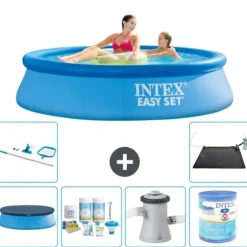 Intex rund oppustelig let sæt swimmingpool - 244 x 61 cm - blå - inkluderet tilbehør A395