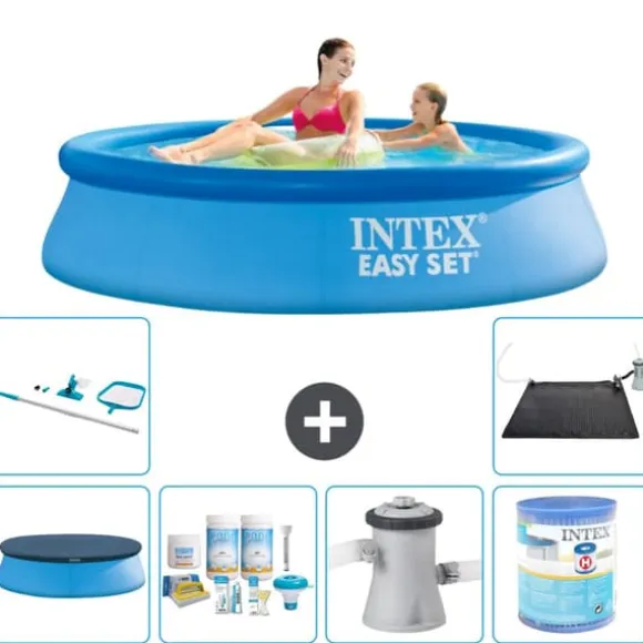 Intex rund oppustelig let sæt swimmingpool - 244 x 61 cm - blå - inkluderet tilbehør A395