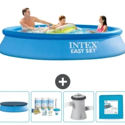 Intex rund oppustelig let sæt swimmingpool - 305 x 61 cm - blå - inkluderet tilbehør CB2