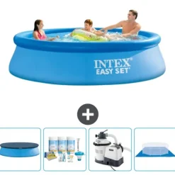 Intex rund oppustelig let sæt swimmingpool - 305 x 76 cm - Blå - Inkluderet tilbehør CB59