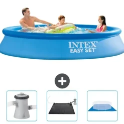 Intex rund oppustelig let sæt swimmingpool - 305 x 61 cm - blå - inkluderet tilbehør CB79