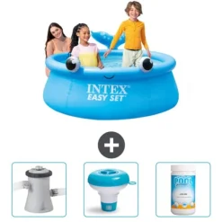 Intex rund oppustelig let sæt swimmingpool - 183 x 51 cm - Blå - Hval - Inkluderet tilbehør CB77