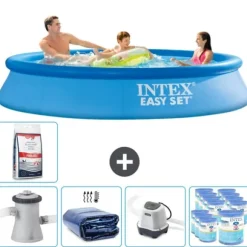Intex rund oppustelig let sæt swimmingpool - 305 x 61 cm - Blå - Inklusive Tilbehør CB56