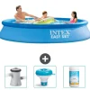 Intex rund oppustelig let sæt swimmingpool - 305 x 61 cm - blå - inkluderet tilbehør CB77