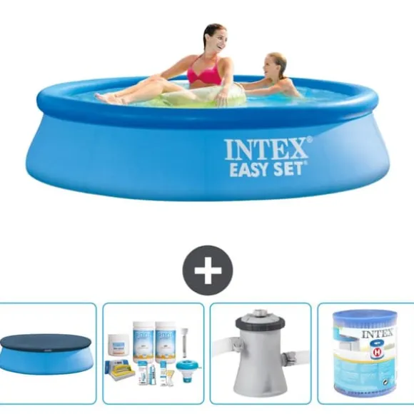Intex rund oppustelig let sæt swimmingpool - 244 x 61 cm - blå - inkluderet tilbehør A386