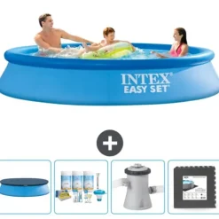Intex rund oppustelig let sæt swimmingpool - 305 x 61 cm - blå - inkluderet tilbehør CB3