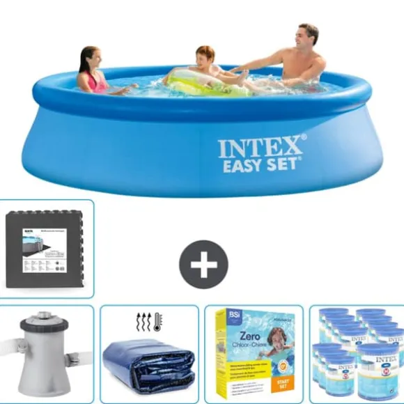 Intex rund oppustelig let sæt swimmingpool - 305 x 76 cm - Blå - Inklusive Tilbehør CB24