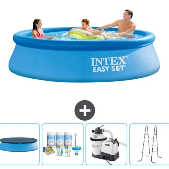 Intex rund oppustelig let sæt swimmingpool - 305 x 76 cm - Blå - Inkluderet tilbehør CB64