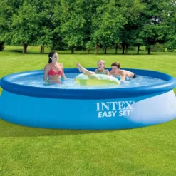 Intex rund oppustelig let sæt swimmingpool - 396 x 84 cm - Blå - Inkluderet tilbehør CB6