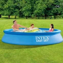 Intex rund oppustelig let sæt swimmingpool - 305 x 61 cm - Blå - Inklusive Tilbehør CB96